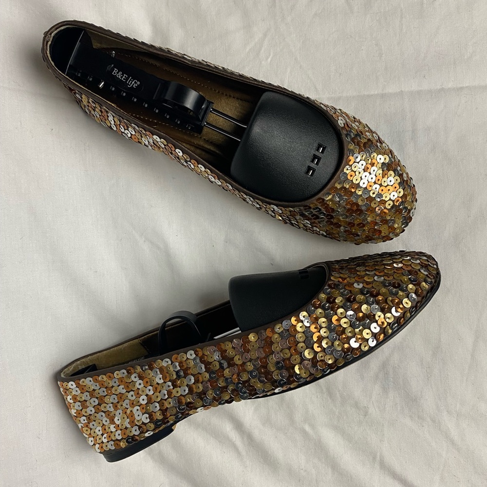 L.e.i. Gold and Silver Sequin Flats Size 8